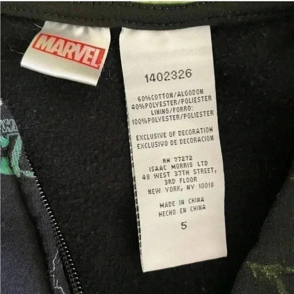 Marvel zip up jacket & hood. Thor captain America Hulk Ironman SZ 5 - Picture 8 of 10